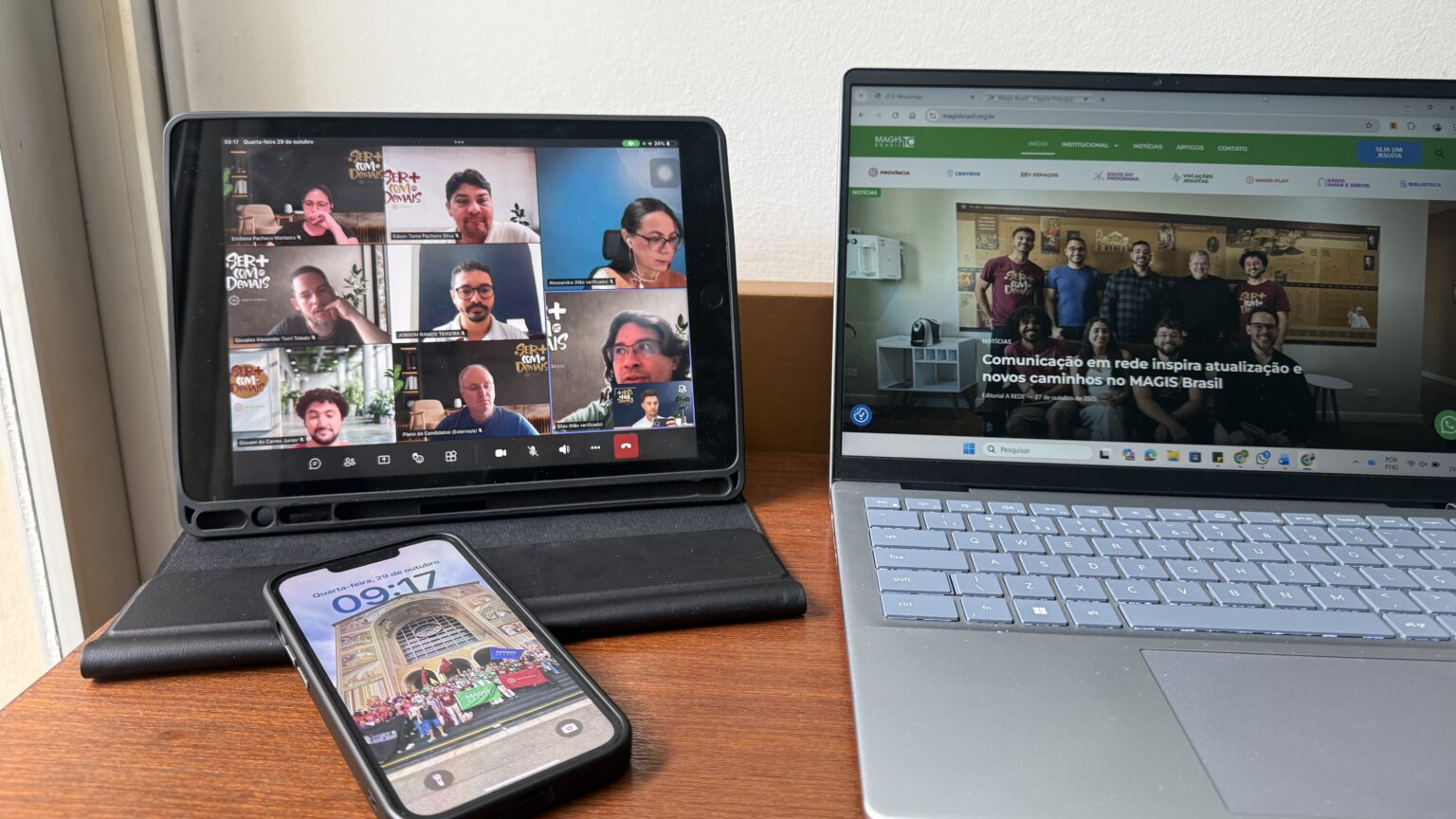 Reunião da Equipe Nacional MAGIS Brasil durante planejamento estratégico até 2026.