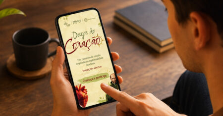 Arte de divulgação do itinerário Desejos do Coração, experiência digital de oração inspirada na espiritualidade inaciana promovida pelo MAGIS Brasil.